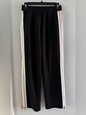 Hot & Delicious Size Small Black Track Pants Pink White Side Stripe Zip Detail
